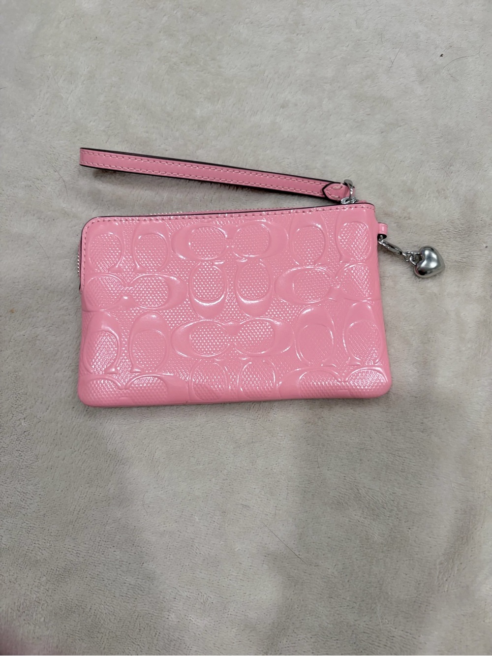 Coach powder Pink Patent Signature Wristlet with Charm - Picture 5 of 5
